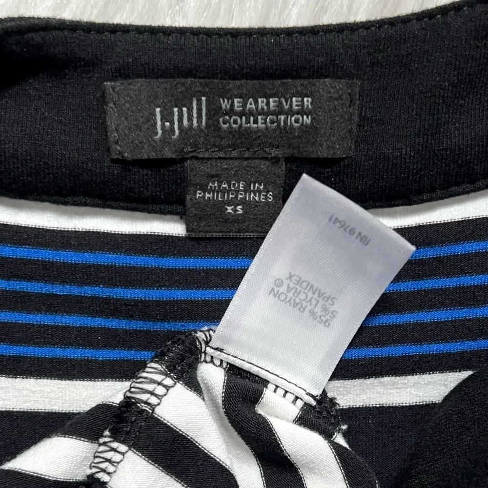J. Jill Striped Black Blue White Sleeveless Tank Sundress Tee Knit Dress XS - Picture 8 of 9